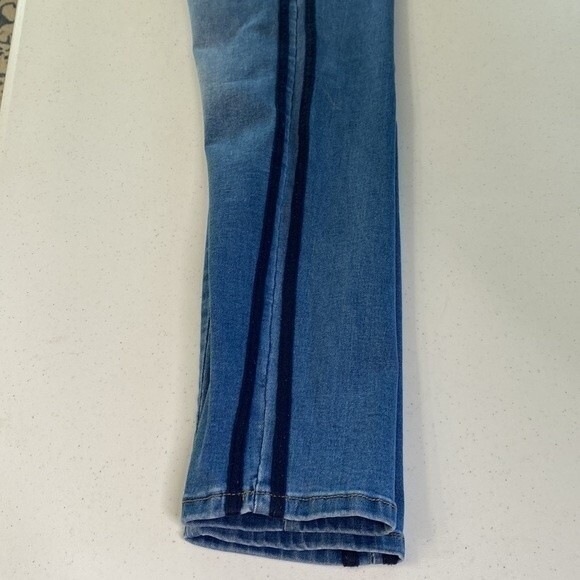 Bamboo Distressed Mid-Rise Skinny Jean Stripe Detail Faded Whisker Stretchy Soft - Picture 15 of 16